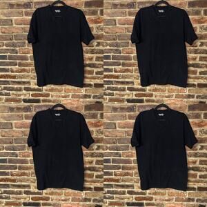 Bundle Set of 4 Black Short Sleeve V-Neck T-Shirts Men's Size XL CottonNet